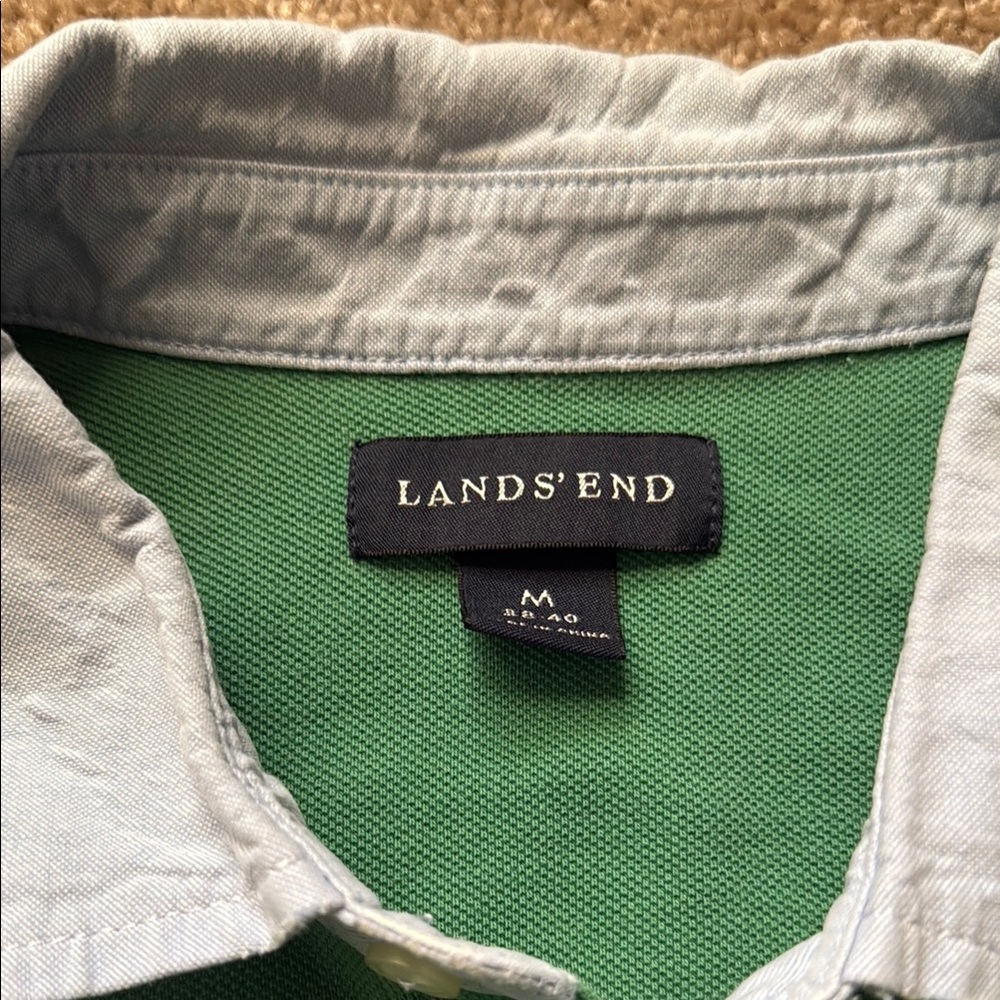 Lands' End Green Polo Shirt with Contrasting Collar - Picture 2 of 3